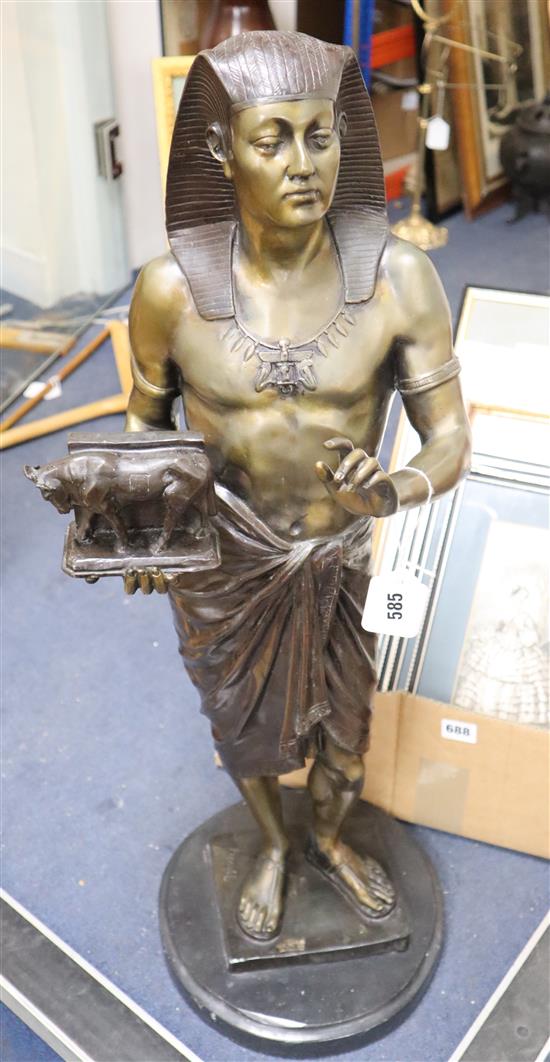 After Picault. A large bronze Egyptian revival figure, height 72cm